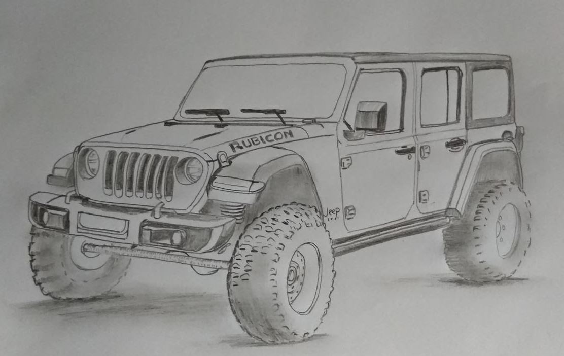 How To Draw A Jeep Wrangler Car Drawing with Pencil