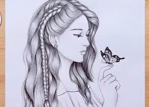How to draw A Cute Girl with Butterfly