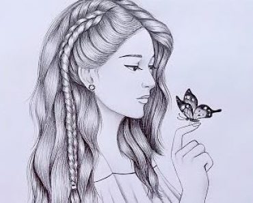 How to draw A Cute Girl with Butterfly with Pencil