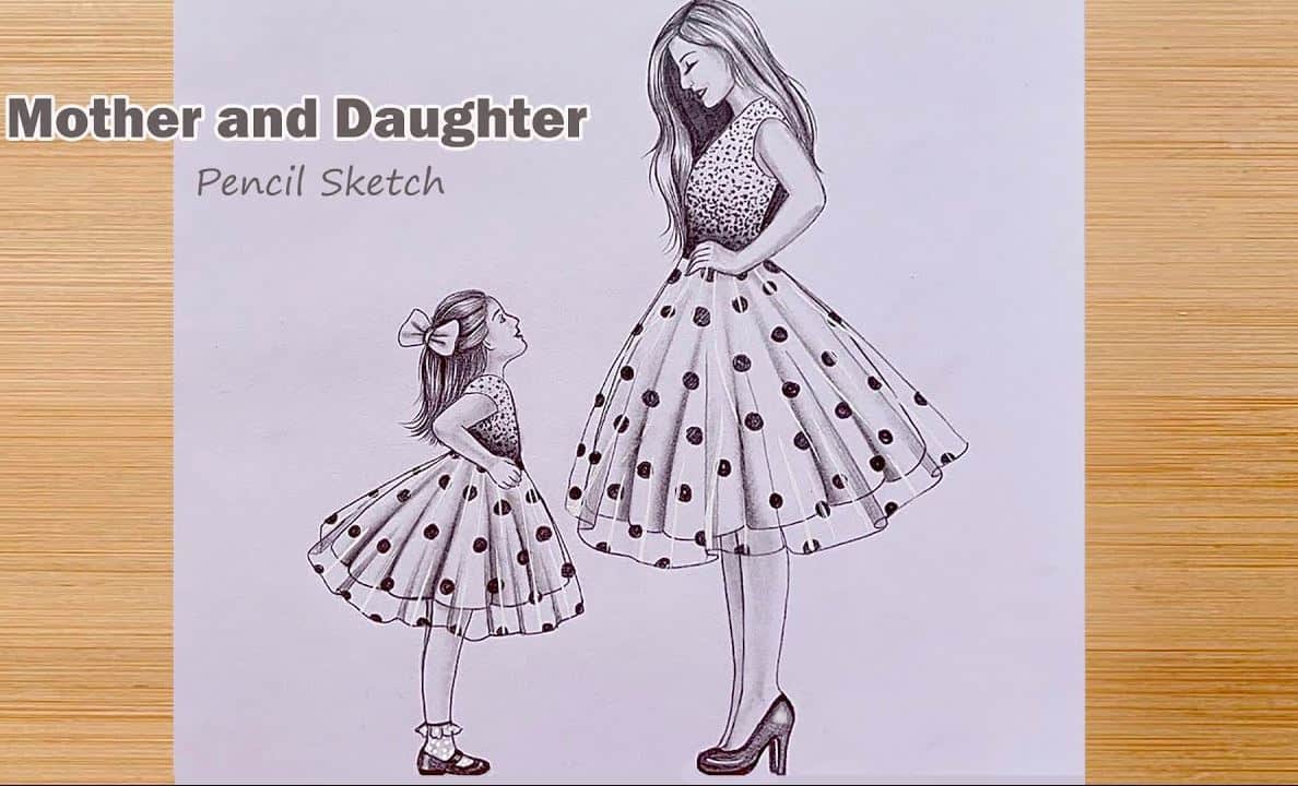 How to draw Mother and daughter