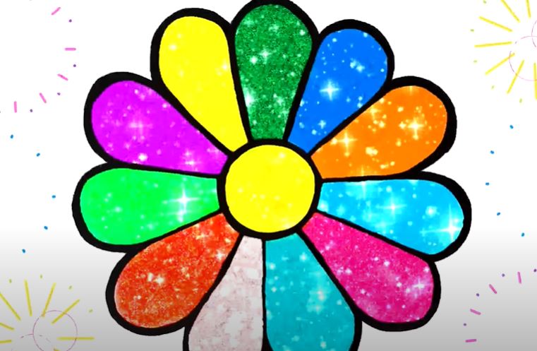 Glitter Toy Flower coloring and drawing for Kids