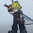 How To Draw Cloud Strife Step by Step