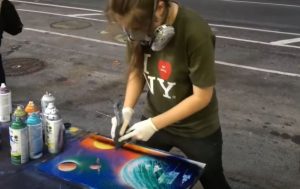 Landscape Colorful Spray Art by Girl