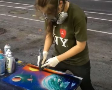 Landscape Colorful Spray Art by Girl