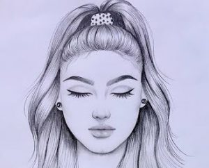 Girl with ponytail hairstyle Drawing