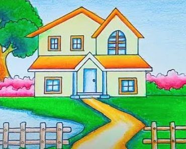 How to draw a Village House || Village Screnery Drawing