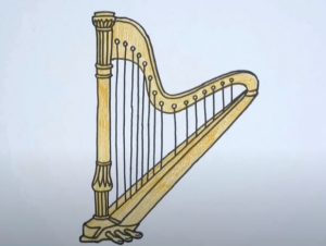Harp Drawing easy Step by Step