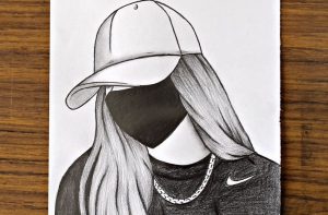 Girl with mask drawing