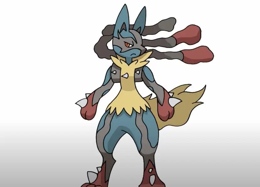 How To Draw Mega Lucario from Pokemon Step by Step