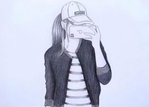 How to draw a Girl with Cap Selfie
