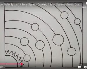 Solar system drawing step-by-step guide for beginners, showing how to sketch planets and orbits accurately. Perfect for learning how to draw planets and celestial bodies in space art tutorials.