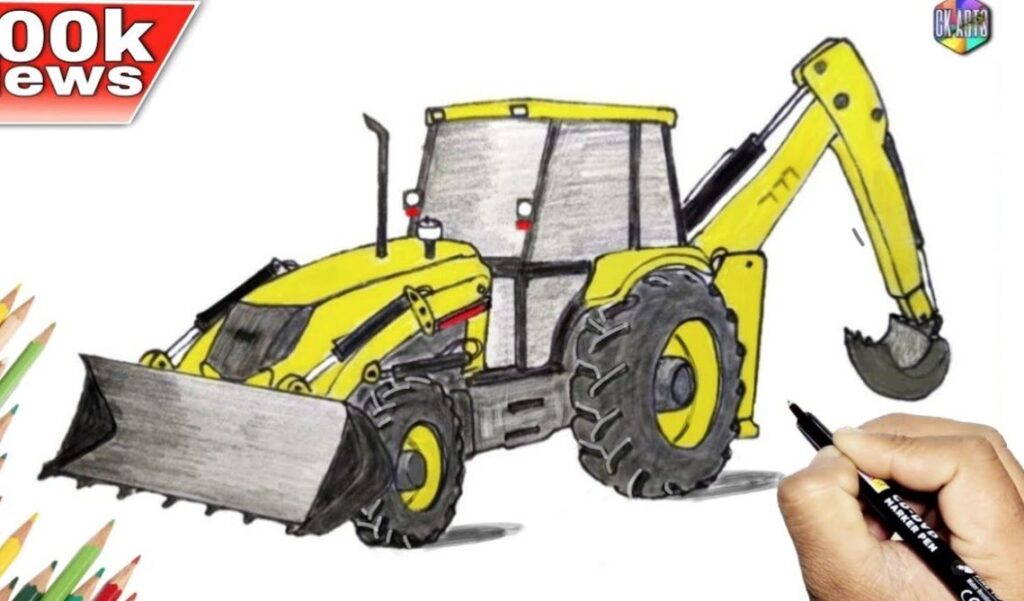 How to Draw a Bulldozer with Pencil