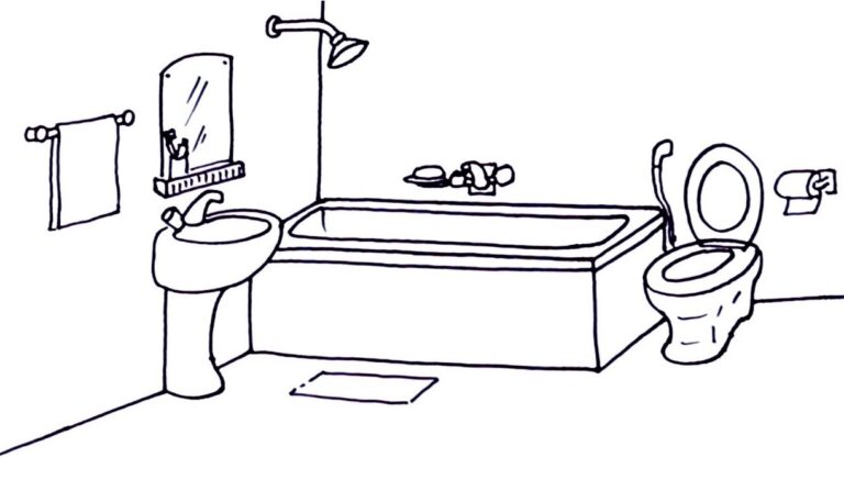 How to Draw a Bathroom - How to draw step by step