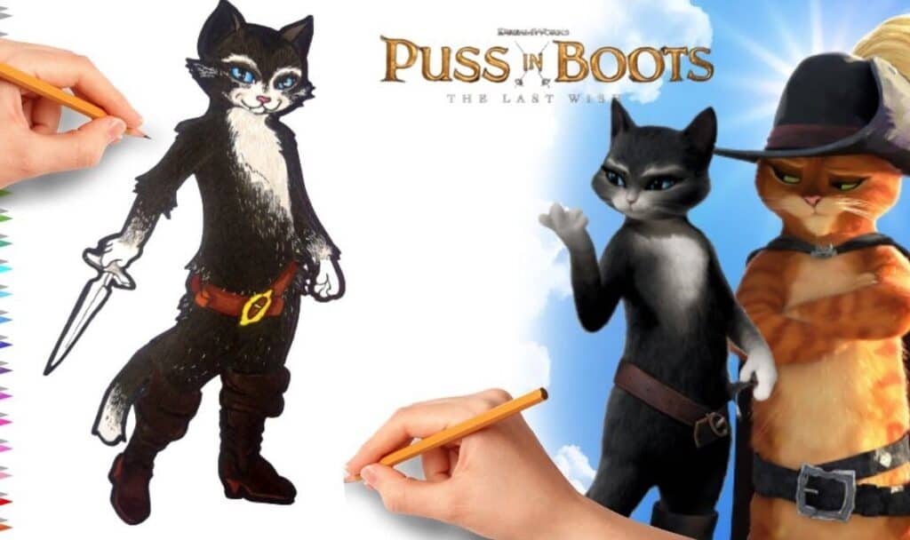 How to draw Kitty from Puss in boots