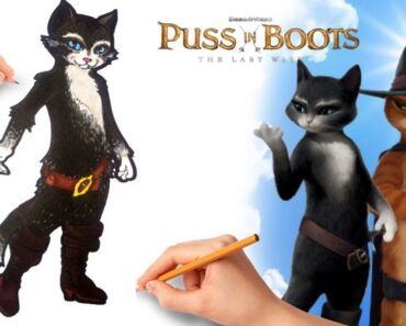 How to draw Kitty from Puss in boots