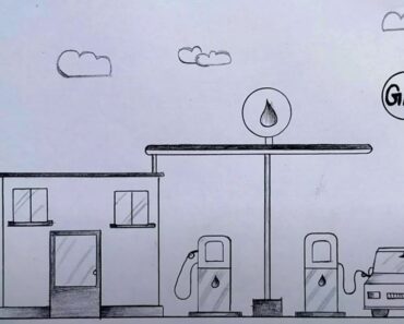 How to Draw a Gas Station Step by Step