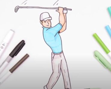 How to draw a Golfer Step by Step