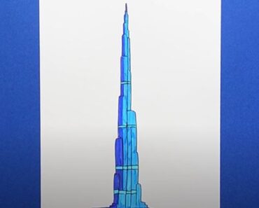 How to Draw Burj Khalifa Step by Step