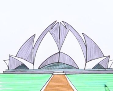 How to Draw Lotus Temple Step by Step