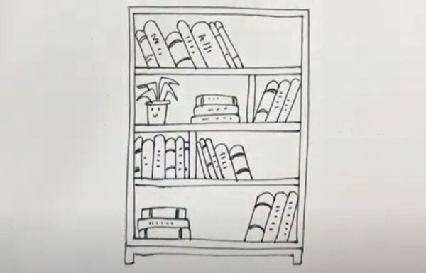 How to Draw a Bookcase Step by Step