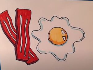 How to Draw Eggs And Bacon