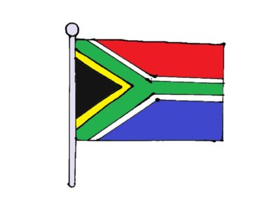 How to draw South Africa flag Step by Step