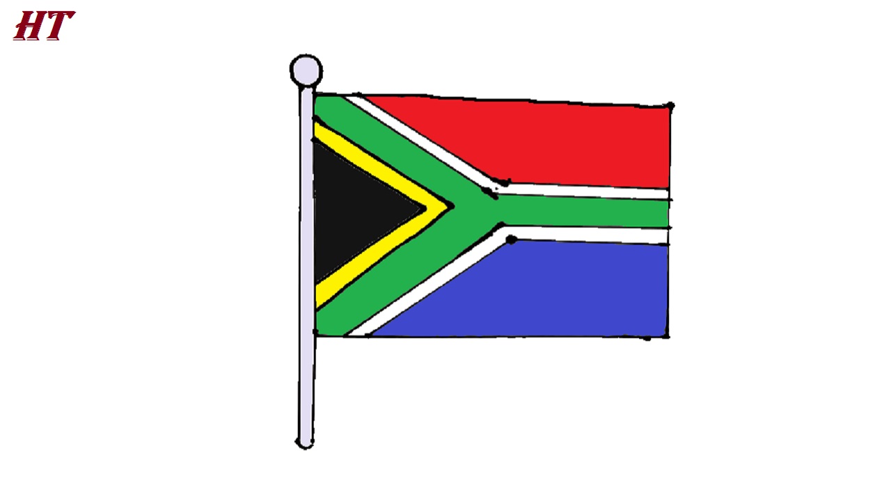 How to draw South Africa flag Step by Step