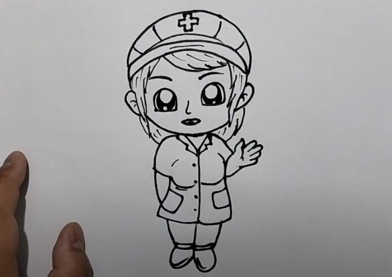 How to draw a cute nurse girl step by step