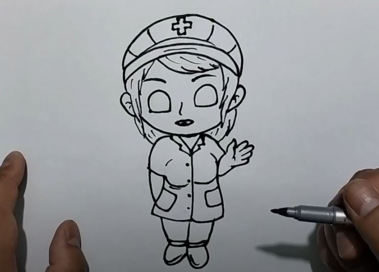 How to draw a cute nurse girl step by step