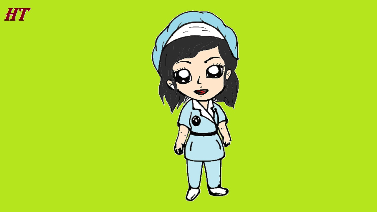 How to draw a nurse girl Step by step