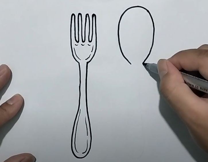 How to Draw a Fork And Spoon Step by Step