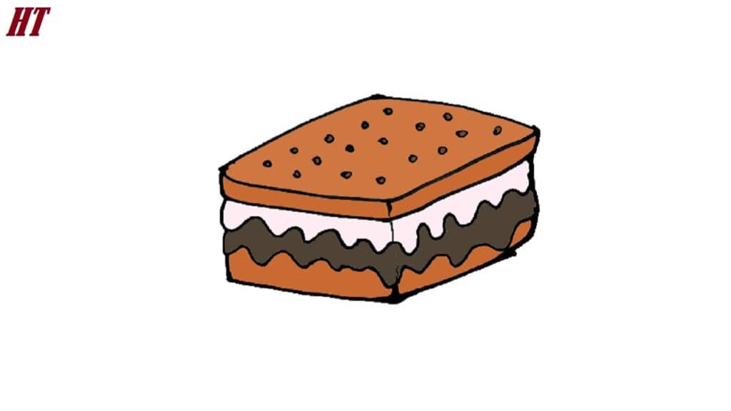 Sandwich illustration step-by-step for drawing tutorials, focusing on how to draw a simple, cartoon-style sandwich image.