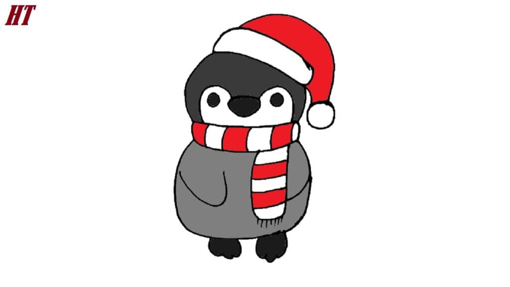 How to Draw a Christmas Penguin