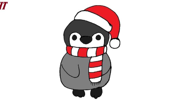 How to Draw a Christmas Penguin step by step