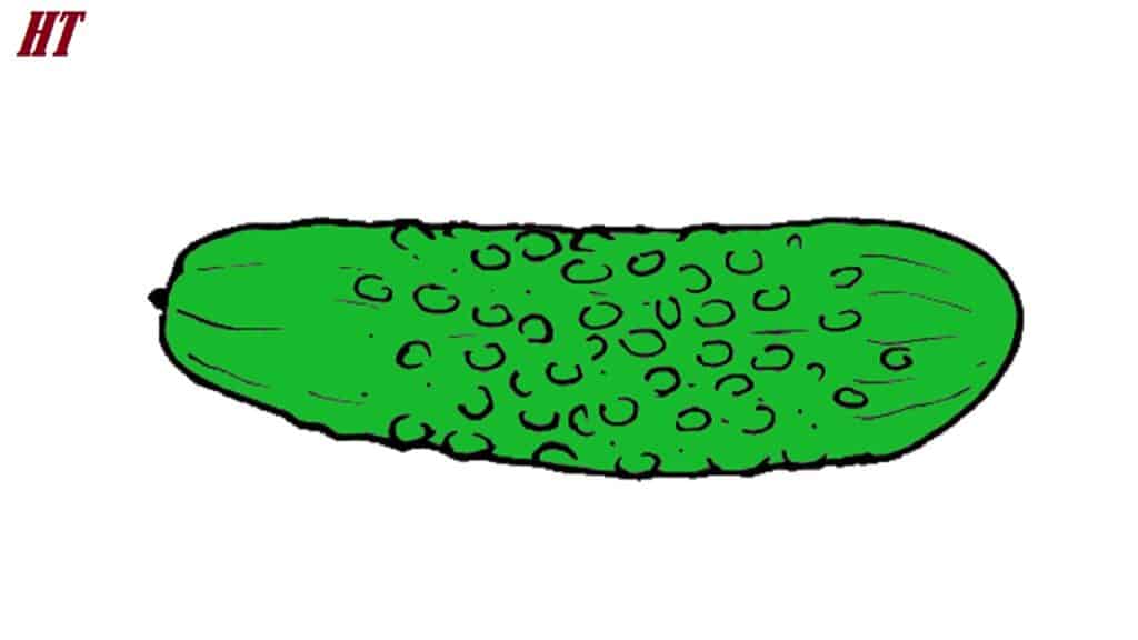 Vivid illustration of a cucumber with bumpy texture, perfect for step-by-step drawing tutorials.