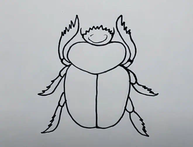 Drawing tutorial: step-by-step guide to drawing a cute cartoon beetle for beginners. Learn how to sketch and outline insects easily with simple instructions.