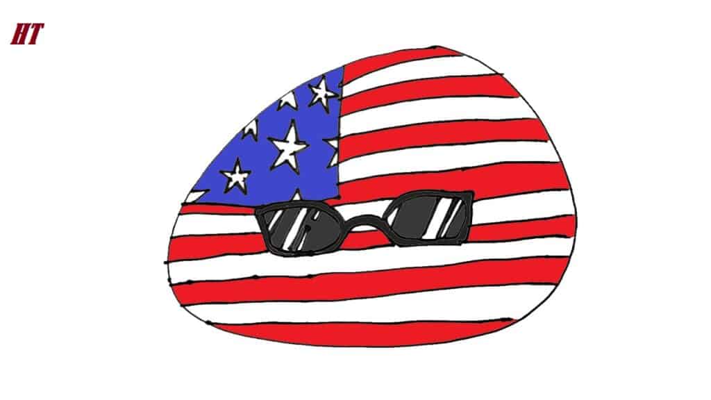 Bright American flag beach ball with sunglasses, patriotic summer party accessory, how to draw step by step, easy drawing tutorial, cartoon style patriotic-themed illustration, step-by-step guide for beginners.