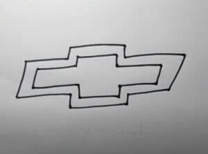 Chevrolet logo drawing step-by-step tutorial for beginners.