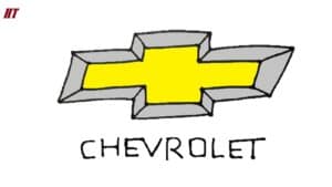 Sketch of a Chevrolet logo with step-by-step drawing instructions, highlighting how to draw the iconic bowtie emblem and the Chevrolet brand name. Perfect for car enthusiasts and artists learning to draw car logos.