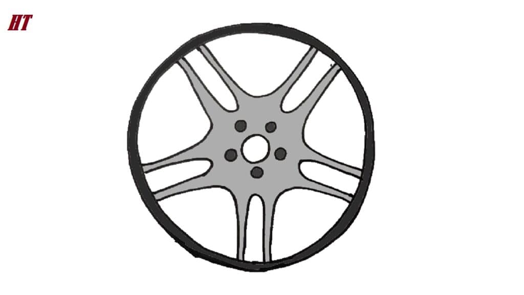 Wheel drawing step by step for beginners, how to draw a car wheel, easy guide to drawing car wheels, vehicle wheel illustration tutorial, step-by-step wheel sketch for artists.