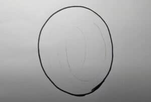 Drawing tutorial for step-by-step guide on how to draw a circle with initial sketch lines. Perfect for beginners learning basic drawing shapes and techniques.