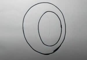 Draw step by step tutorial on how to draw the letter O, beginner drawing guide, simple letter O illustration.