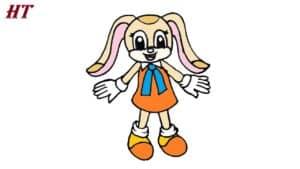 Cute cartoon rabbit character tutorial for drawing step by step, perfect for beginners and kids. Focus on how to draw a colorful, adorable rabbit with detailed facial features and clothing.