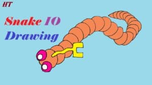 Colorful cartoon snake drawing tutorial, step-by-step guide for beginners, HT Draw.