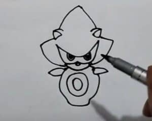 Drawing a cartoon character step-by-step with black ink, focusing on creating a cute, stylized figure with large eyes and expressive features. Perfect for learning how to draw characters easily.