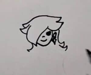 Hand-drawn cartoon girl tutorial step-by-step guide for beginners on how to draw characters easily.