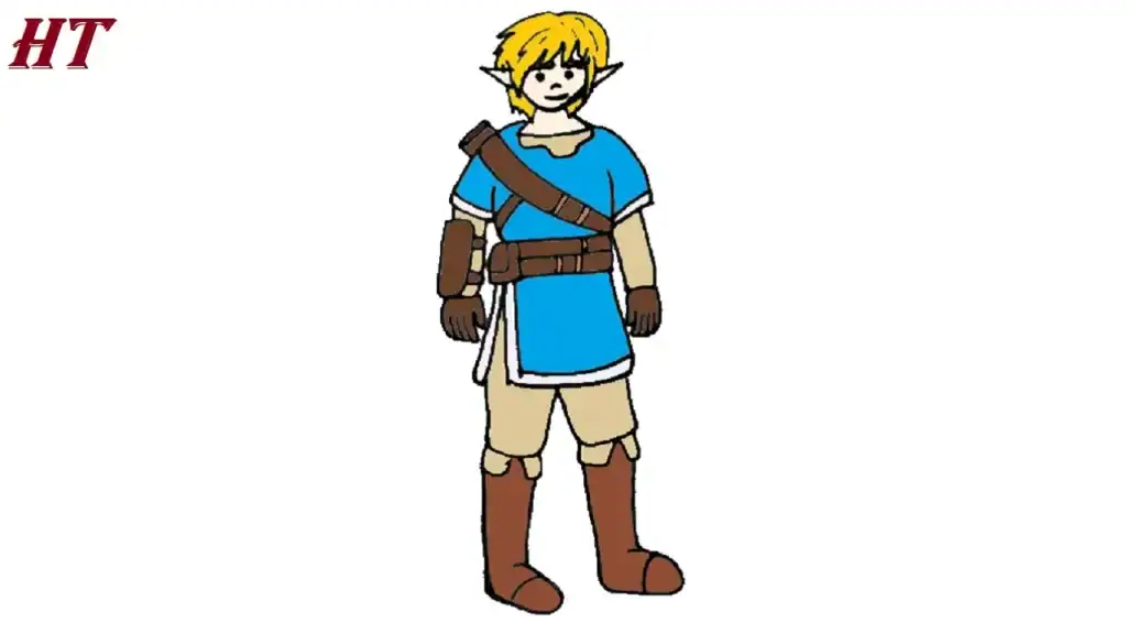 A cartoon drawing of a fantasy elf character dressed in adventurer attire, showcasing step-by-step drawing techniques suitable for beginners.