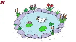 How to draw pond step by step.