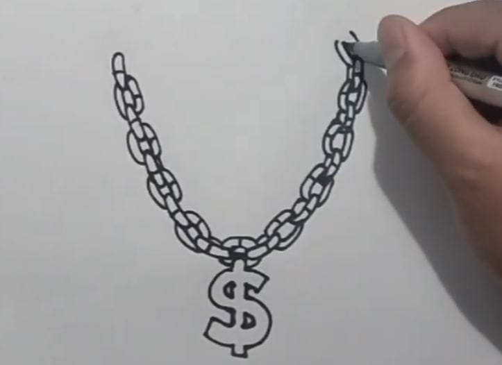 Gold Chain Drawing Tutorial How to draw a Gold Chain Step by Step
