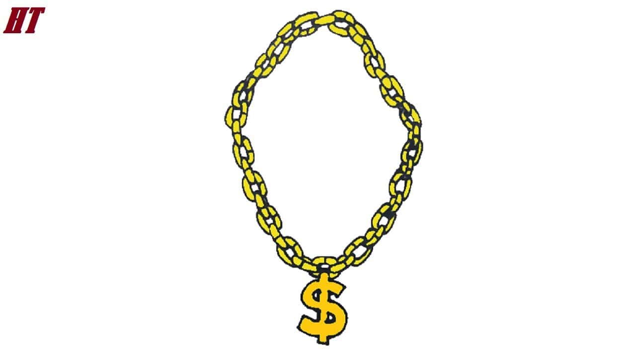 Rapper Chain Drawing Easy How to draw a Gold Chain Step by Step